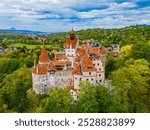 Bran Castle in Romania. Place of Dracula in Transylvania, Carpathian Mountains, a famous destination in Eastern Europe