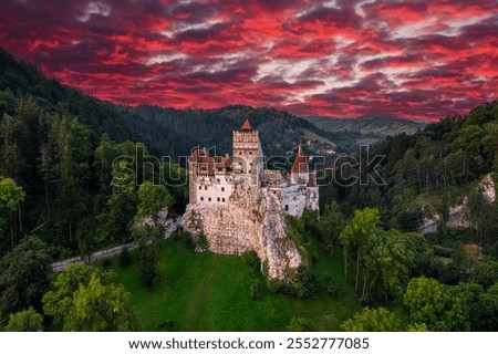 Bran Castle at sunset. The famous Dracula's castle in Transylvania, Romania