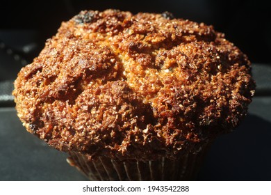 A Bran Muffin With Razens Up Close. 