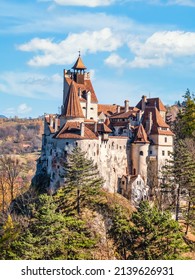 Bran, Romania - 10.30.2021: The famous medieval Bran Castle, known as Dracula Castle, in Transylvania