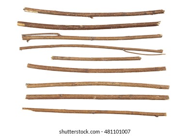 Branch Stick Or Twigs Isolated On White Background