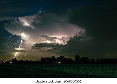 Branched Positive Lightning Bolt Strikes Down Stock Photo 2068530551 ...