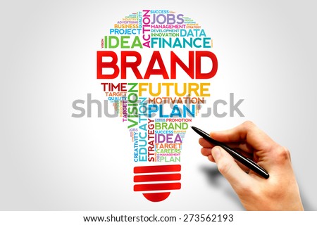 BRAND bulb word cloud, business concept
