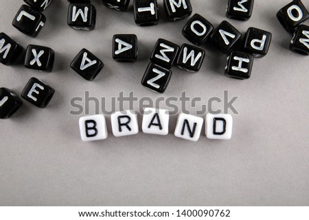 Brand concept. Text from alphabet letters
