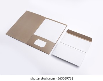 Brand Identity Design Set Mockup: Folder, Business Cards, Envelope