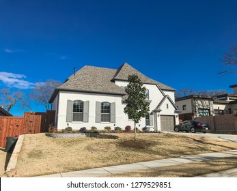 Brand new construction single-family house with attached garage near Dallas, Texas, USA