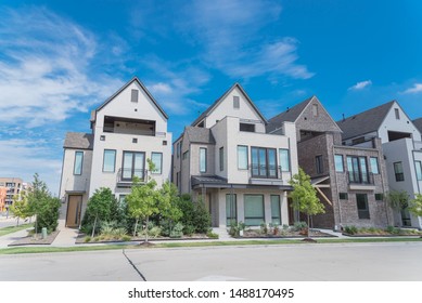 Brand new row of three story single family houses in Richardson, North Dallas location. Modern design of urban living residences with side private courtyards, sophisticated finishes, new development