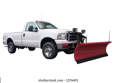 A Brand New Snow Plow Truck Isolated On A White Background.