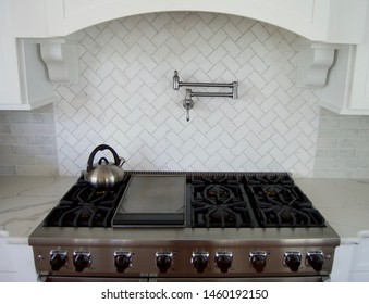 Brand New White Kitchen And Stainless Steel Stovetop