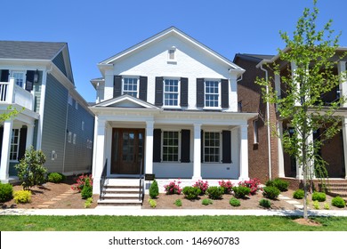 Brand New White Suburban American Dream Home With Large Front Porch