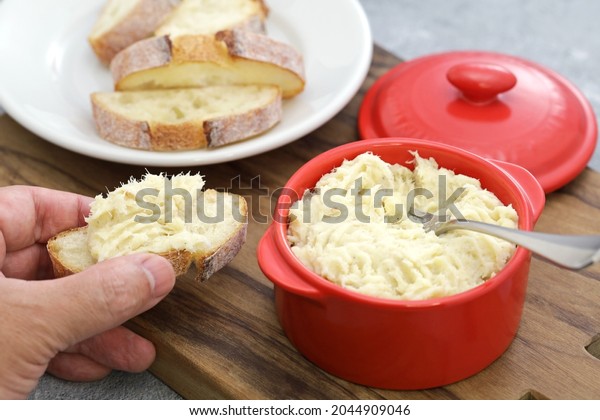 brandade of
cod (creamy paste with dried salted cod, potatoes, milk and olive
oil); 
it called brandada de bacalao(Spain), brandade de
morue(France), baccala mantecato(Italy) 
)