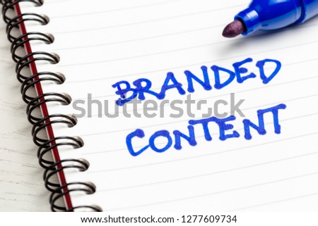 Branded Content topic, handwriting note on notebook