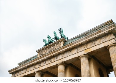 Brandenburg Gate In Berlin, Germany Or Federal Republic Of Germany. Architectural Monument In Historic Center Of Berlin. Symbol And Monument Of Architecture.