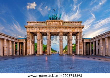 Brandenburg Gate or Brandenburger Tor at sunrise, Berlin, Germany