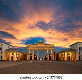 Brandenburg Gate (Brandenburger Tor) At Sunset