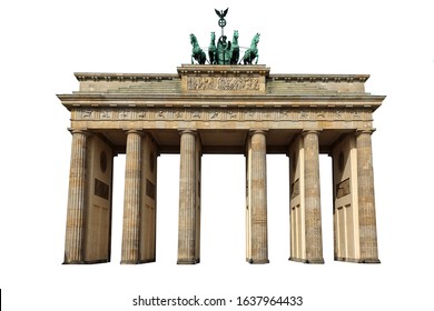 The Brandenburg Gate (German: Brandenburger Tor) isolated on white background. It is an 18th-century neoclassical monument in Berlin.
