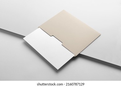 Branding Stationery Clean Mockup Template, Real Photo, Folder, Letterhead A4. Blank Isolated On White Background To Place Your Design. 