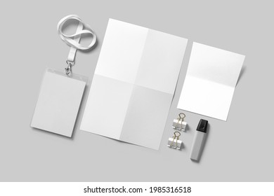 Branding Stationery Folded A4 Paper and Envelope Mockup