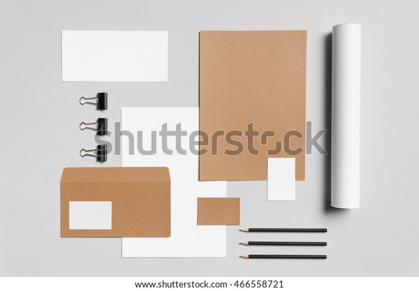 Download Branding Stationery Mockup Kraft White Letterhead Stock Photo Edit Now 466558721