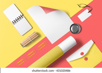 Branding Stationery Mockup Scene, Blank Objects For Placing Your Design.