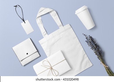 Branding stationery mockup scene, blank objects for placing your design. Hand made items for wedding invitations.