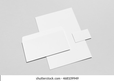 Branding / Stationery Mock-Up - White - Letterhead (A4), DL Envelope, Business Card (85x55mm)