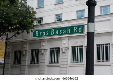 Bras Basah Road Sign, Singapore - June 23, 2017