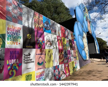 Brasilia, Brazil, July 6, 2019: Funn Festival 2019, Fun Panel At The Largest Winter Festival In The Brazilian Midwest. Architectures: Vintage And Retro, Cultural Attractions, Recreation, Food, Outdoor