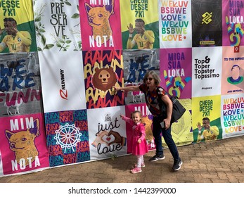 Brasilia, Brazil, July 6, 2019: Funn Festival 2019, Fun Panel At The Largest Winter Festival In The Brazilian Midwest. Architectures: Vintage And Retro, Cultural Attractions, Recreation, Food, Outdoor