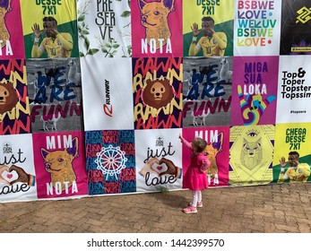 Brasilia, Brazil, July 6, 2019: Funn Festival 2019, Fun Panel At The Largest Winter Festival In The Brazilian Midwest. Architectures: Vintage And Retro, Cultural Attractions, Recreation, Food, Outdoor