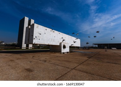 Brasilia, Brazil - October 03, 2012: Buildings And Monuments Located At Three Powers Plaza (Praça Dos Três Poderes).