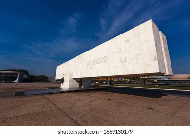 Brasilia, Brazil - October 03, 2012: Buildings And Monuments Located At Three Powers Plaza (Praça Dos Três Poderes).