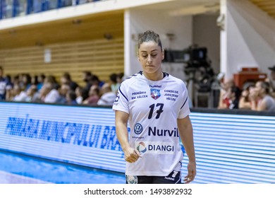 Brasov, Romania - August 25,2019: Handball Player Lopez Herrero Marta During The Game Between CSM Bucharest And SCM Rm. Valcea Count For Romanian Supercup 2019.