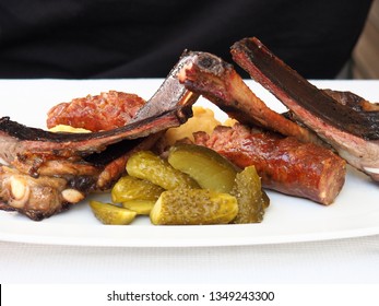 Brasov, Romania - August 28 2018 - Typical Romanian Dish With Sausages And Meat