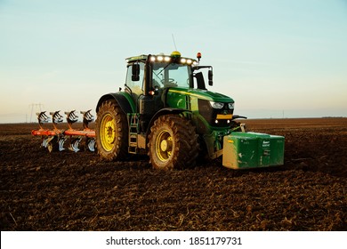 john deere tractors in field