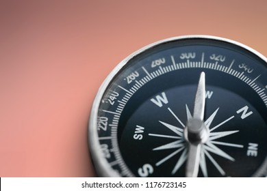 Brass antique compass on blue background. Close-up compass. - Shutterstock ID 1176723145