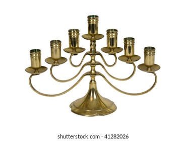 Brass Candle Holders with Circle Handles and Wax Catchers 
