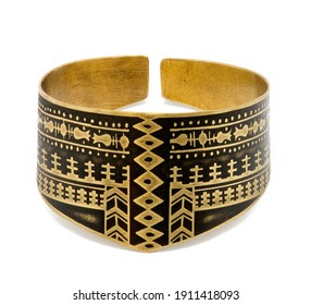 Brass Cuff Bracelet With Ancient Persian Pattern