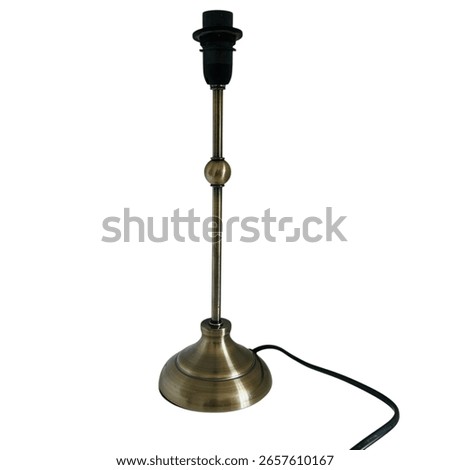 Brass Effect Table Lamp Base and Wire Gold Black Isolated White Background