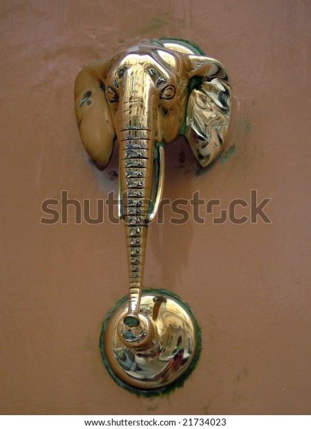 Brass Elephant Faced Door Knocker Front Stock Photo Edit