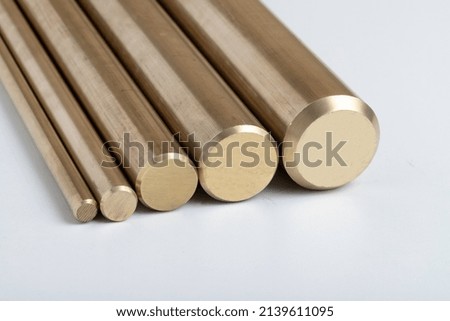 Brass Metal Rod on white background. Turkish name; Pirinç Çubuk