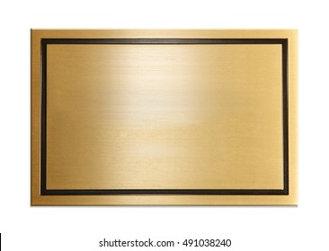 Brass plaque isolated blank
