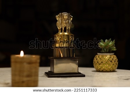 Brass replica of Ashoka Stambha , Indian national emblem.