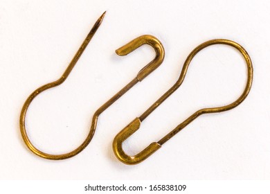 Brass Safety Pins On White Background Stock Photo 165838109 | Shutterstock