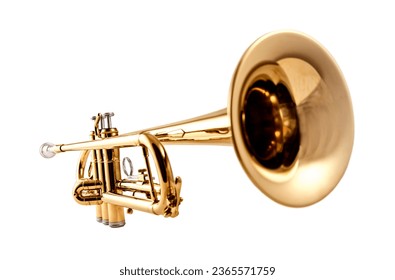 Brass trumpet isolated on white background