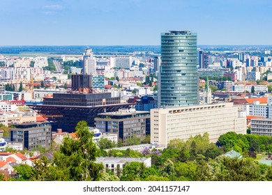 Bratislava city aerial panoramic view. Bratislava is the capital of Slovakia.