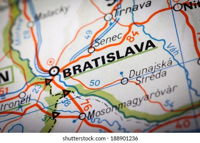 Bratislava City On A Road Map