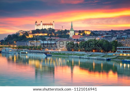Bratislava. Cityscape image of Bratislava, capital city of Slovakia during sunset.