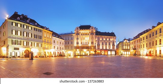 Bratislava Main Square At Night - Slovakia