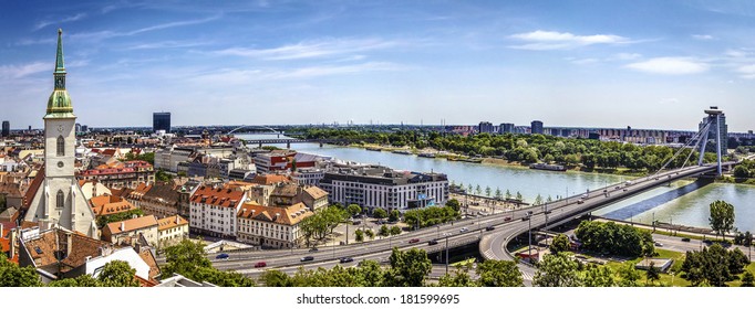 Bratislava Panorama On A Sunny Day, Slovakia